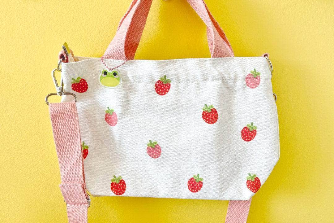 Jessthechen - Wholesale Tote Bag - Women's - Print Canvas Mini Tote | Pink Strawberry6