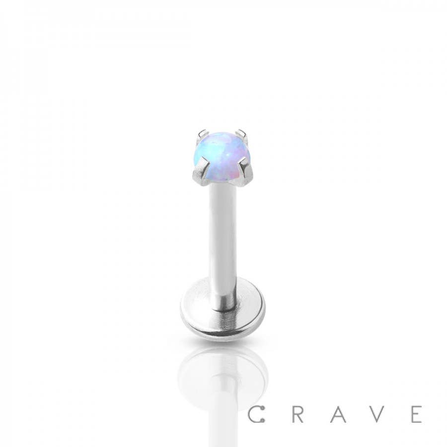CRAVE - Wholesale Jewelry Set - OPAL PRONG SET TOP 316L SS INTERNALLY THREADED LABRET0