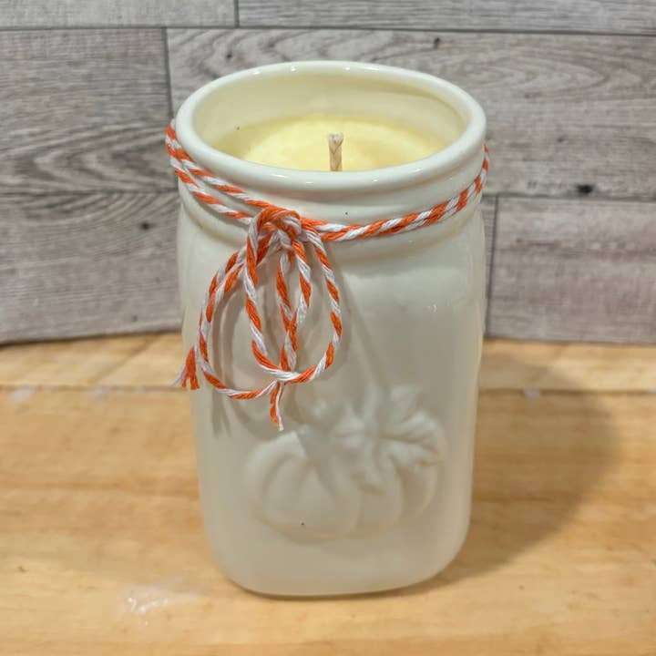 Ceramic decorative 16 oz white mason jar for wholesale by The little norwegian candle company