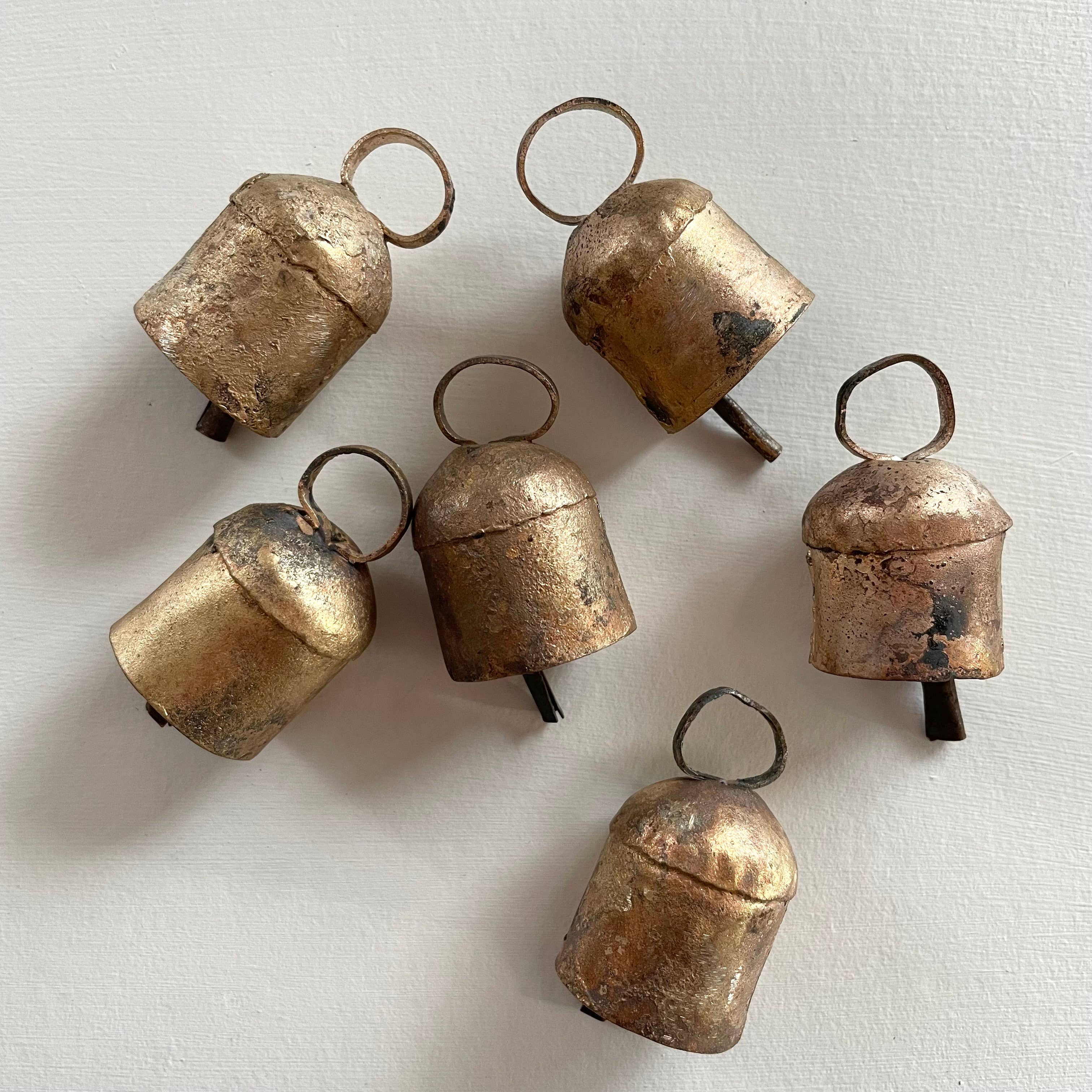 fort & field - Wholesale Bell - 1 3/4" rustic little rounded top tin brass finish bell1