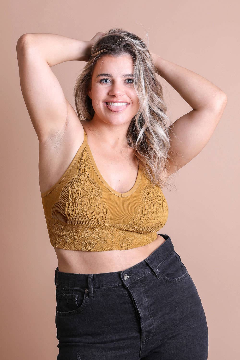 Leto Accessories - Wholesale Bralette - Women's - Chic Plus Size Textured Seamless Padded Brami5