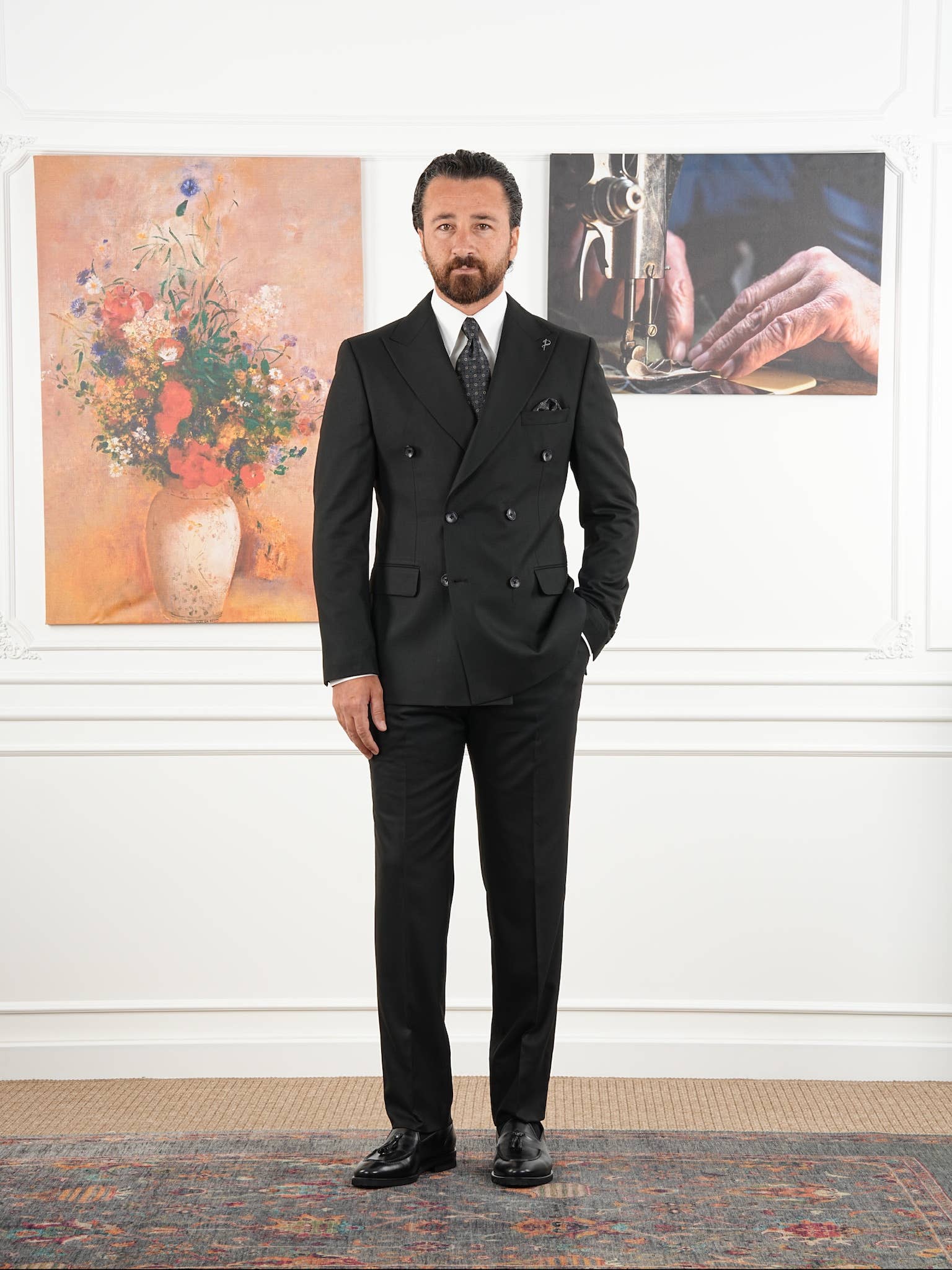 parez suits – wholesale Kostymset – Herr – Skräddarsydd svart dubbelknäppt hel kostym Regular Parez1