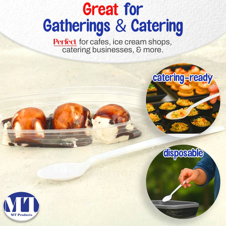 MT Products - Wholesale Kitchen Spoon - MT Products White Long Plastic Disposable Spoons for Sundae2