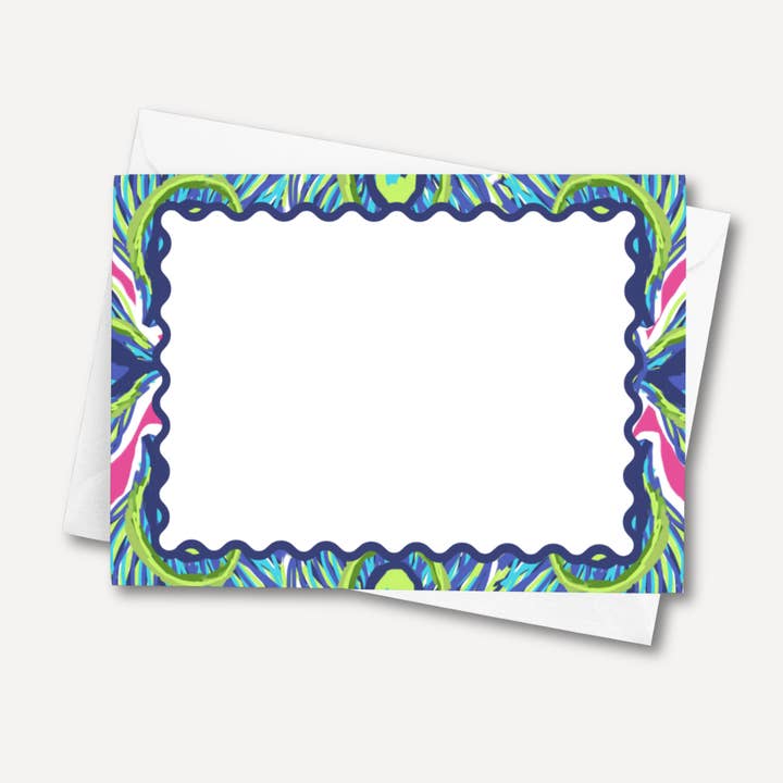 Peacock Feathers Colorful Flat Note Cards | Set of 10 for wholesale by Note Worthy Paper Place