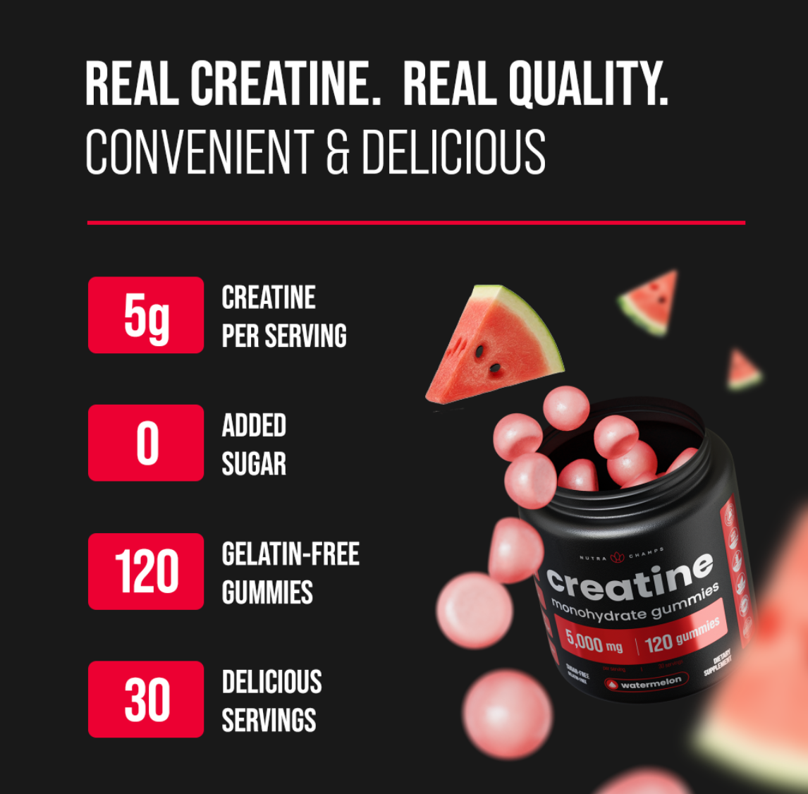 NutraChamps – Suplemento/vitamina oral por atacado – Creatina Gummies - Recuperação e Performance Muscular 
2