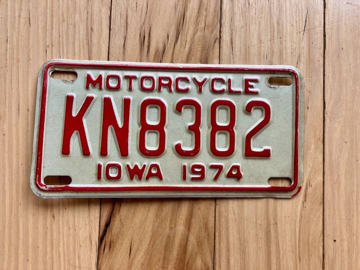 Matrícula de motocicleta de Iowa de 1974 para venta al por mayor de RusticPlates