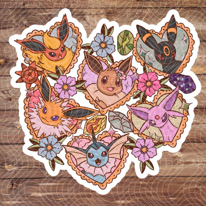 3" Eevee Hearts Poke Anime Video Game Vinyl Sticker for wholesale by The Geek Boutique