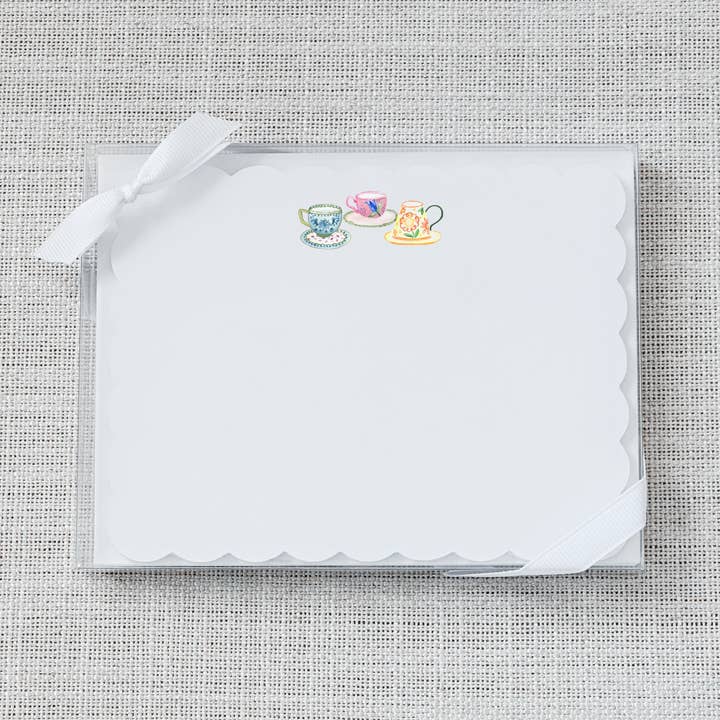 Theekop Sint-jakobsschelp Platte Notitiekaart - Set van 15 voor wholesale door So Thoughtful Gifts