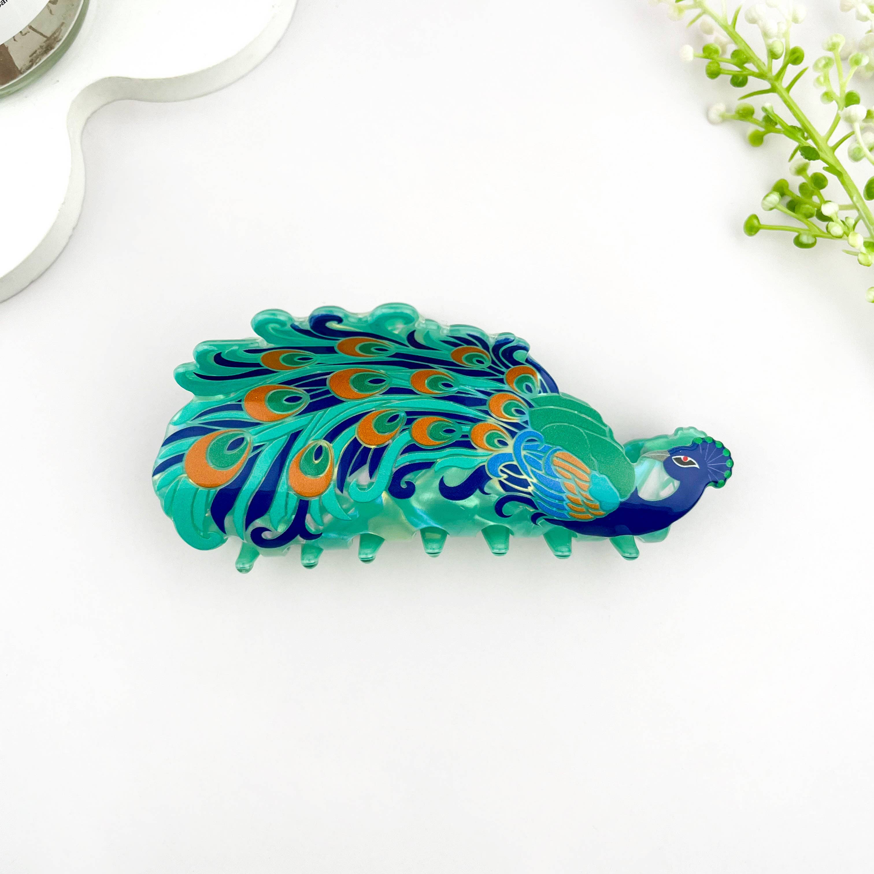 mildstyles - Wholesale Hair Clip - Women's - Elegant Peacock Print Acrylic Animal Hair Claw Clip0