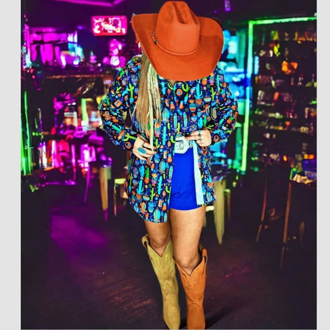 BAHA RANCH WESTERN WEAR - Wholesale Button Down Shirt - Women's - Crazy Cactus Lady Unisex Western Button Up Shirt7