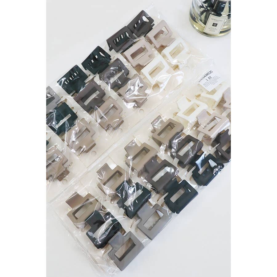 3-Pcs Neutral Color Mini Rectangle Hair Claw Set for wholesale on Faire8