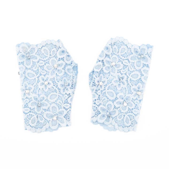 Guantes de encaje sin dedos azul bebé para venta al por mayor de ADIBA