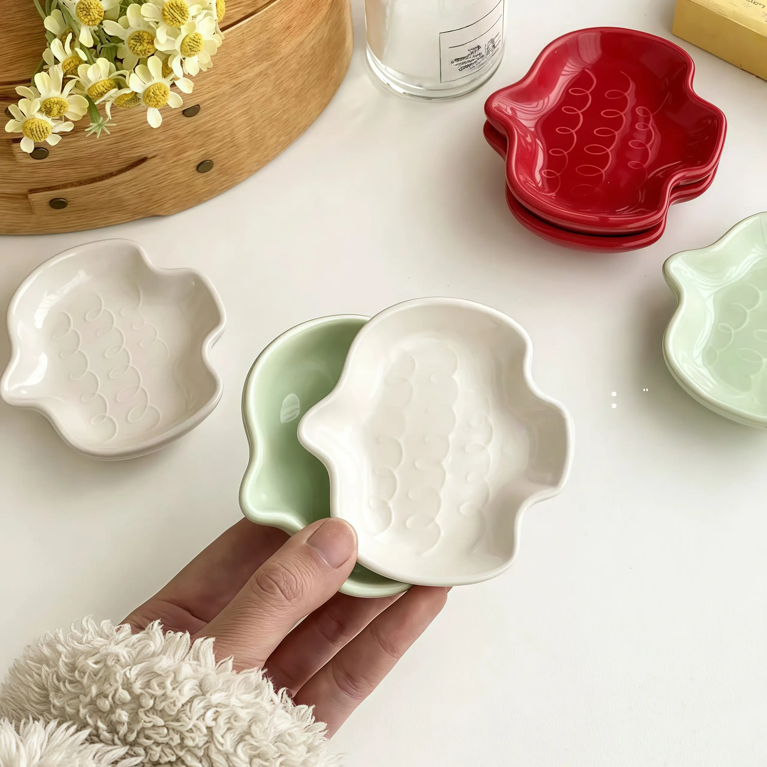 Otterware - Wholesale Condiment/Dip Bowl - Aesthetic Bird Ceramic Dipping Dish (White/Green/Red)10