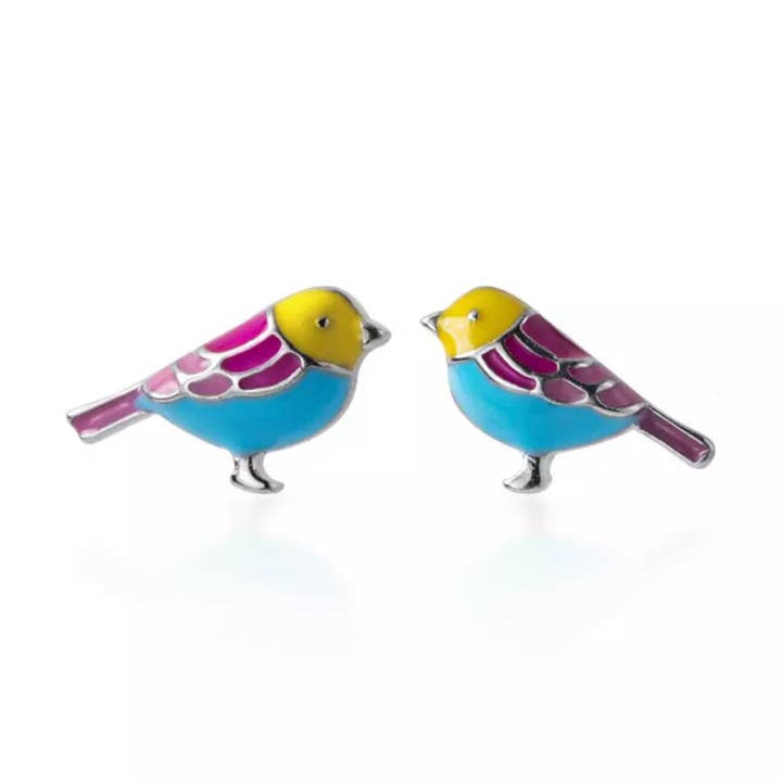 SISTER BOWS - Wholesale Stud/post earrings - Sterling Silver Collection - Girl's Colour Enamel Stud Pack3