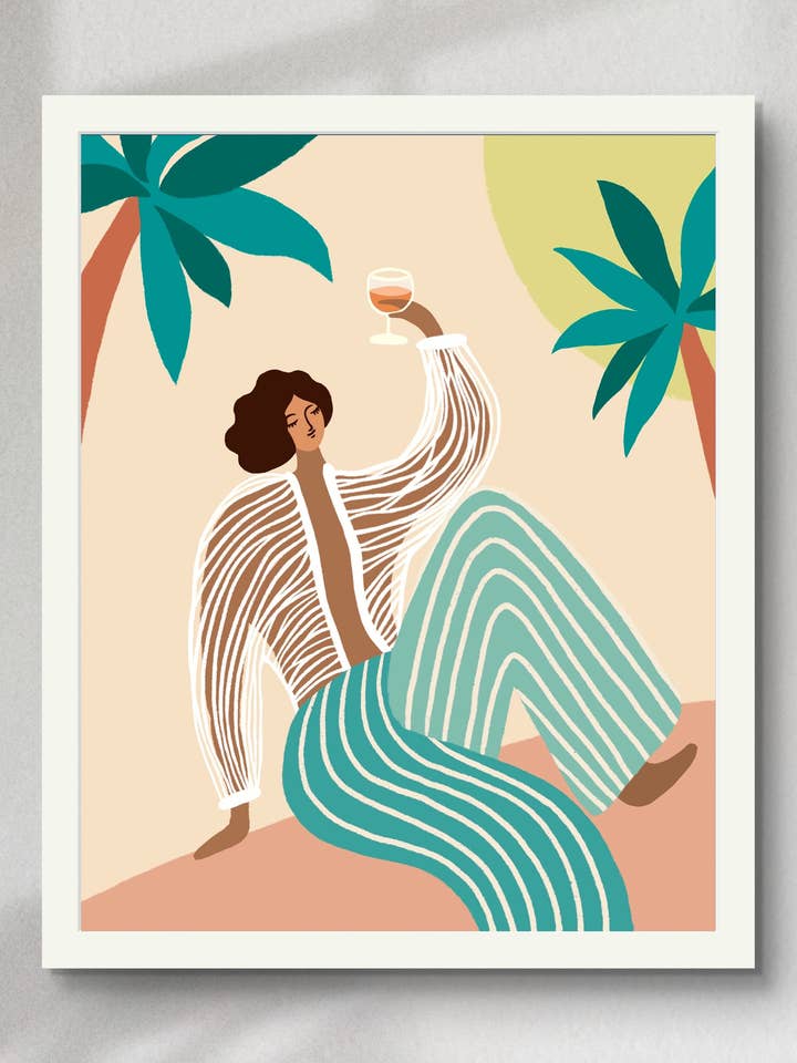 "Cheers to Chill " Matted Print for wholesale by Angela Wan Art