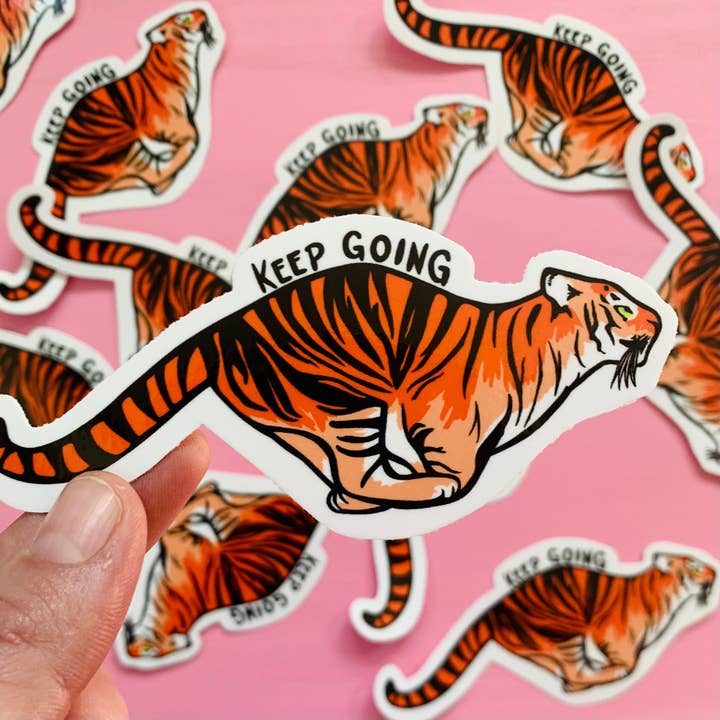 Tiger Sticker Motivation Decal Mental Health Gift Keep Going Sticker Laptop Car Window Kindle for wholesale by Eska and the Alpenglow
