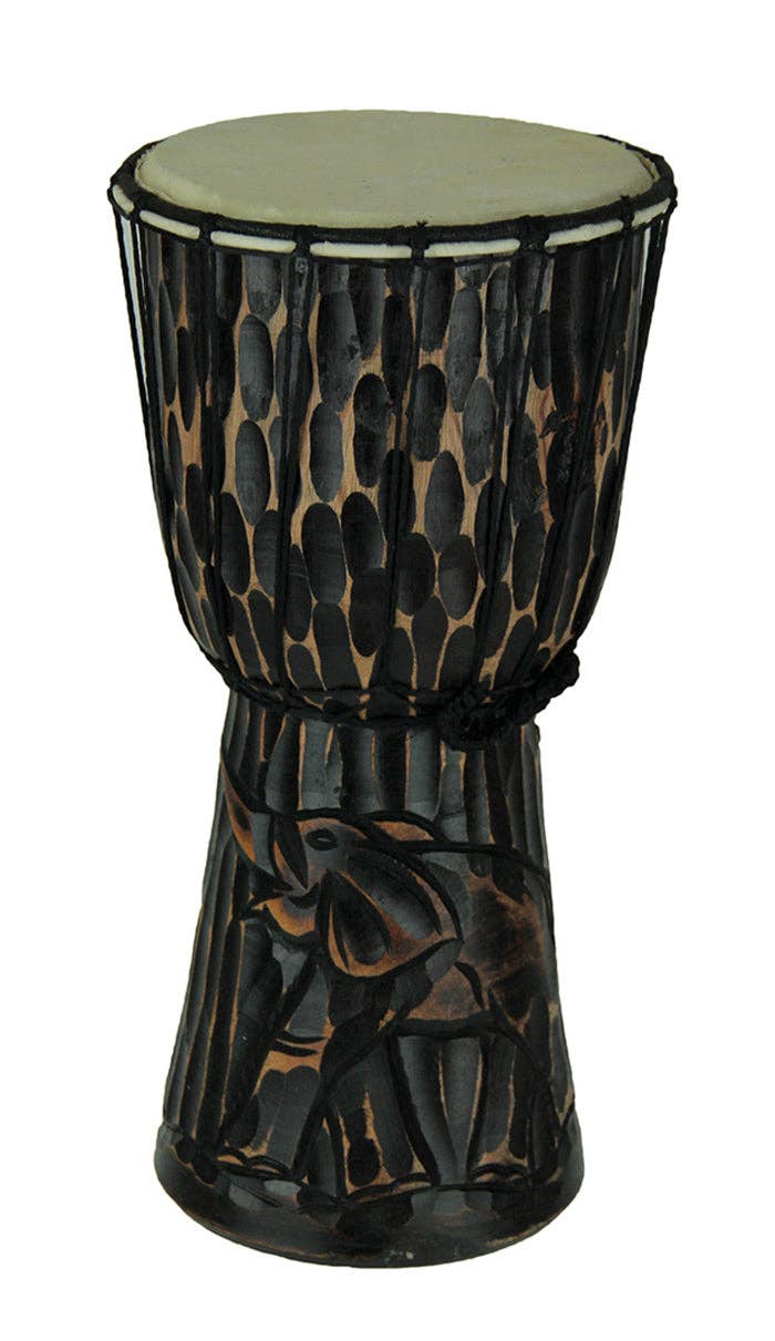 Things2Die4 - Wholesale Musical Instrument - Hand Carved Elephant Djembe Drum – 15 Inches Tall0