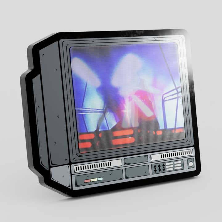 2.5" Lenticular Star Wars Light Saber CRTV Enamel Pin for wholesale by GoopyGoblins