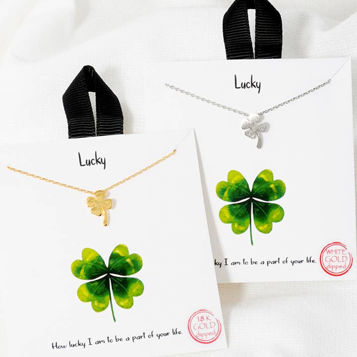 Collana con Pendente Quadrifoglio Placcato Oro per la vendita all'ingrosso da parte di Fashion City