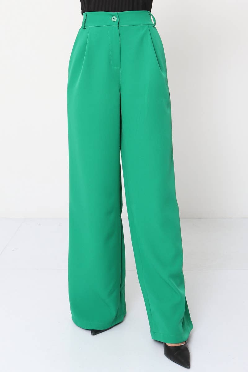 LORIANE - Wholesale Pants - Women's - 12429 Plain wide-leg pants3