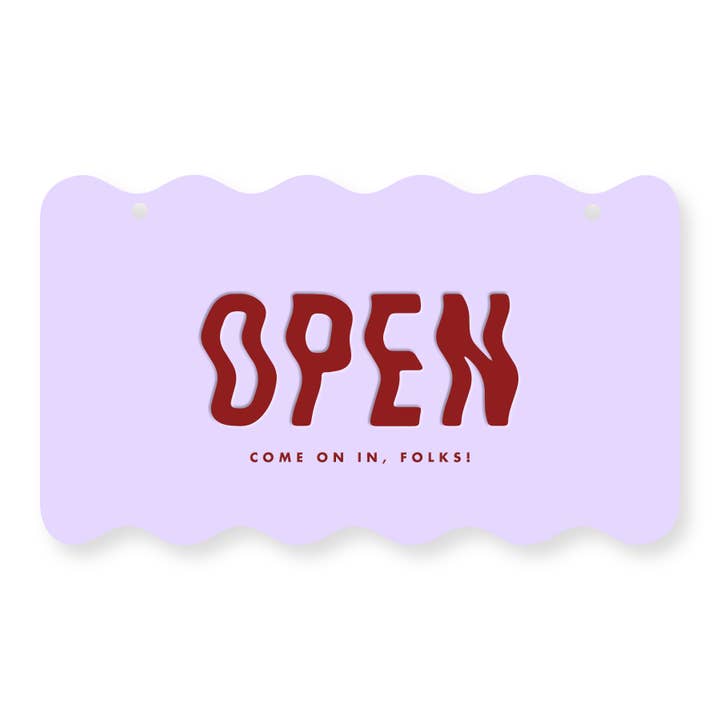 Open / Closed Sign for Retail Shop - Wavy Shape Pastel for wholesale by Home Girl Goods
