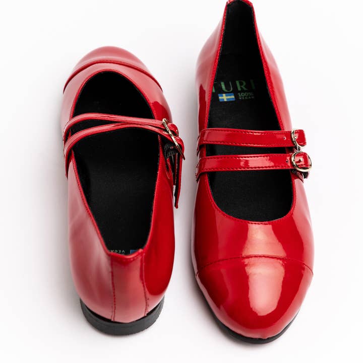 Turf - Wholesale Flats - Women's - Mary Jane Cherry Red, Ballerina Pearl Silver, Vegan Shoes Flat for Women, Red Shoes0
