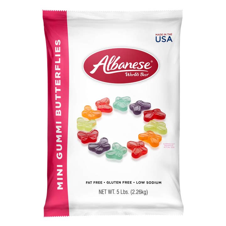 Albanese Mini Butterflies 5 pound bag for wholesale by Long Island Candy Factory