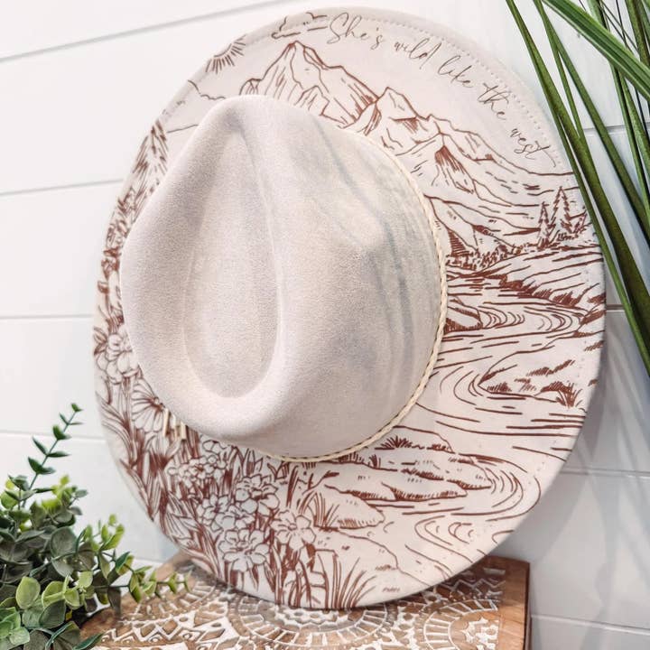 Willie & Dolly Designs - Wholesale Fedora - Women's - Engraved Floral Mountain Hat3