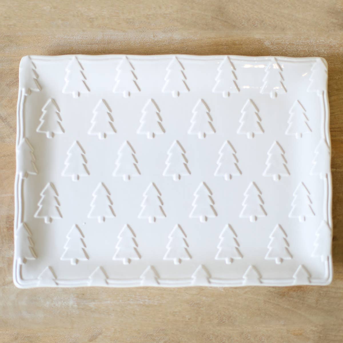 The Royal Standard - Wholesale Platter - Balsam Lane Embossed Platter   White   15.5x11.51