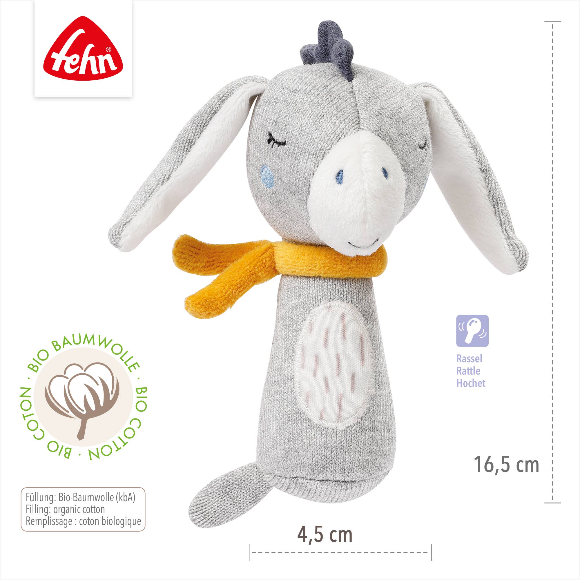 Fehn – wholesale Fyllda/plyschleksaker - Barn och baby – Fehnnatur åsneskaller - greppleksaker och motoriska färdigheter4