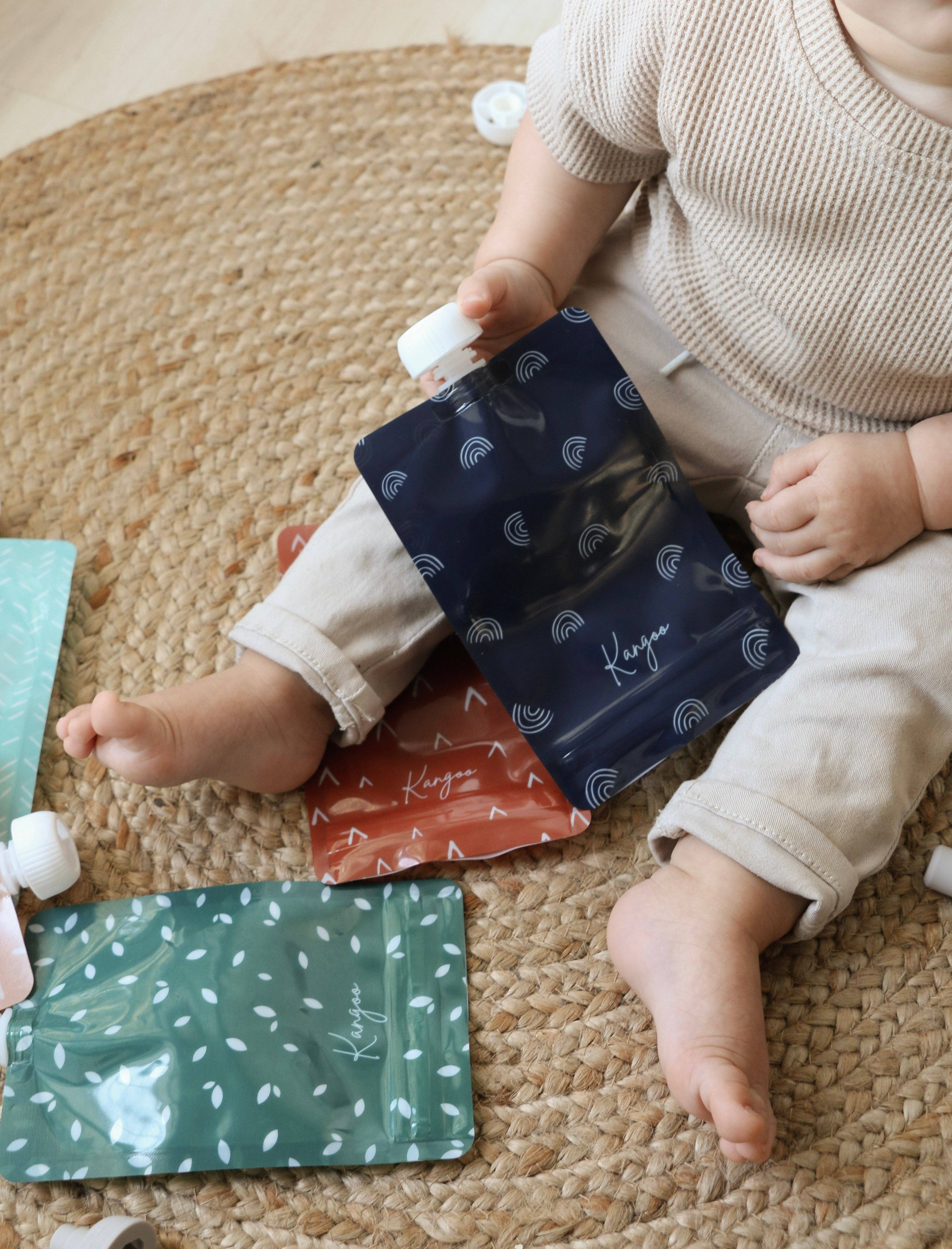 Kangoo et cie - Vente Sachet de conservation/film alimentaire - Pochettes réutilisables pour aliments pour bébés - Pochettes de stockage à presser 6x BOHO10