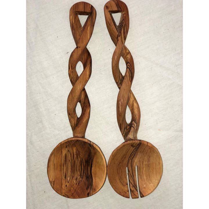 Gitzell FairTrade - Wholesale Serving Utensil - Wooden Serving Spoons, Twist1