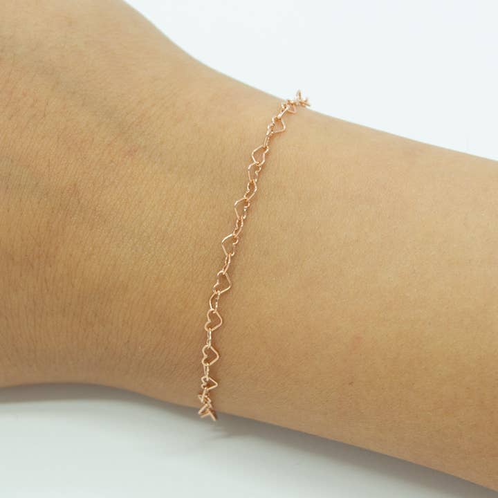 "Rose Gouden Hart" Rose Goud Gevuld 3,3mm Hart Ketting voor wholesale door TPAIGE Jewelry