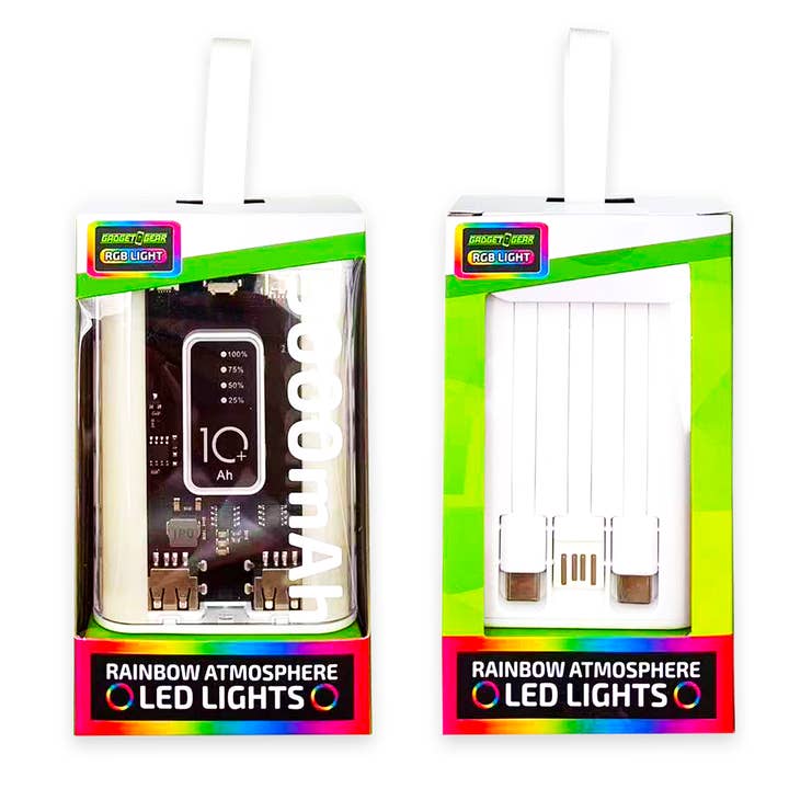 Novelty Closeout - Wholesale Portable Charger - Transparent LED Lights Charging Power Bank Assortment - 6/Pk