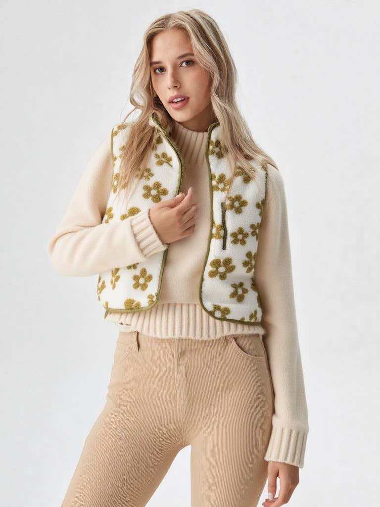 VERY J – Engroshandel Vest - Dame – NJ90128-trykt sød fleece vest26