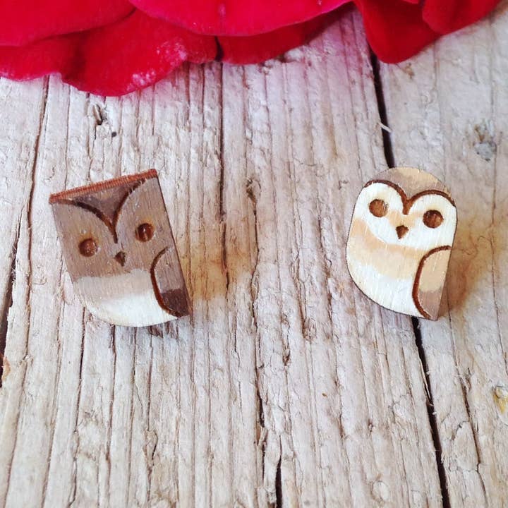 Træ ugle øreringe for engroshandel hos Daffodil