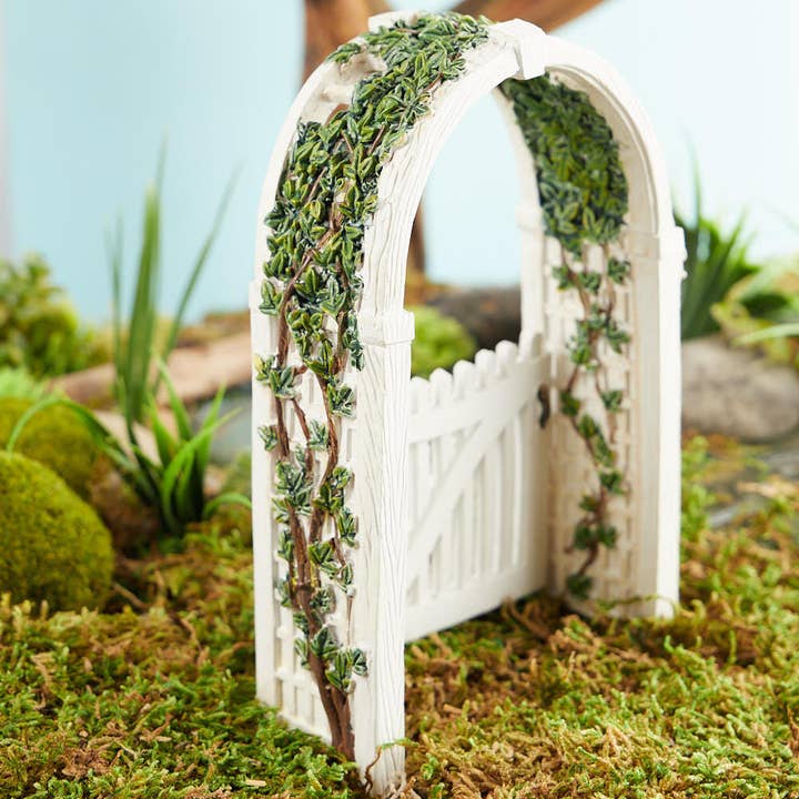 Factory Direct Craft - Wholesale Decorative Tabletop Object - Resin Miniature Gated Arbor with Vine