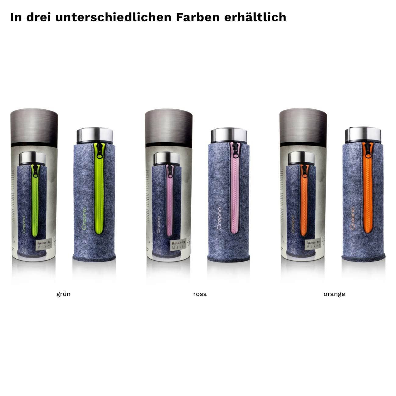 Creano - Wholesale Tea Strainer/Infuser - Double-walled teamaker incl. felt bag (400ml); orange6