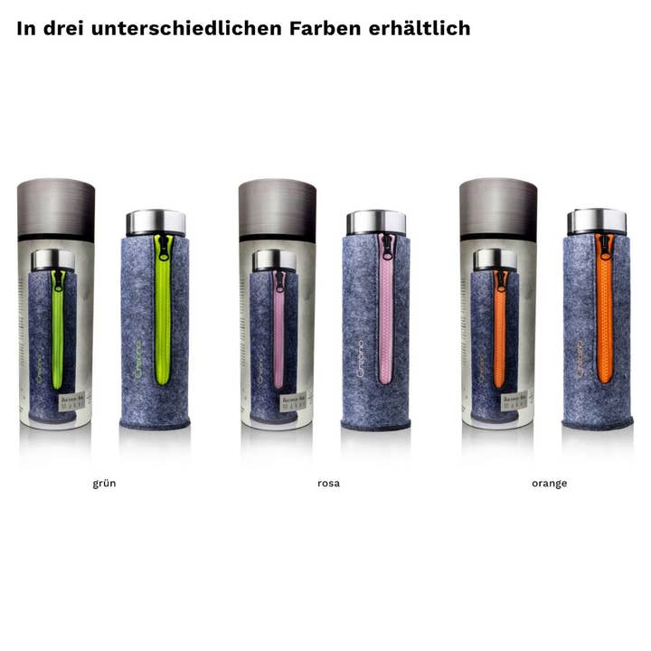 Creano – Coador/infusor de chá por atacado – Máquina de chá de parede dupla incl. saco de feltro (400ml); laranja6