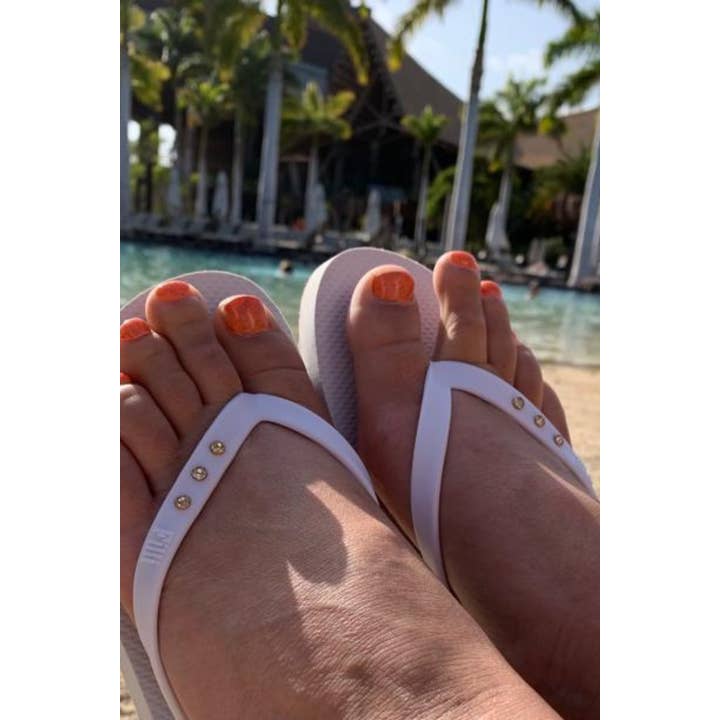 Filli London - Wholesale Flip Flops – Women’s - St Tropez Crystal Flip Flops - White2