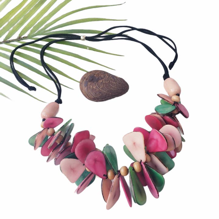 Organic jewelry by Allie - Wholesale Beaded/Pearl Necklace - Maui Hawaiian petals necklace many colors4