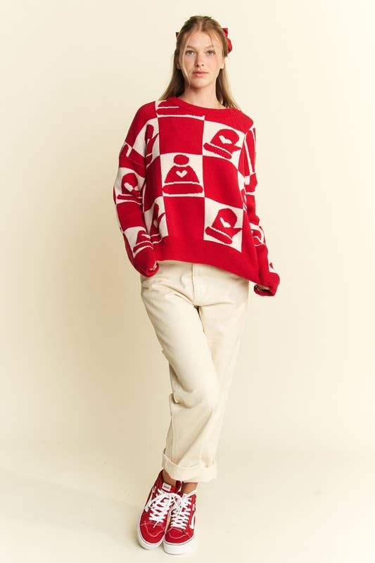 JADE BY JANE - Vendita all'ingrosso Maglione tricot - Donna - Maglione natalizio a quadri plus size a maniche lunghe11