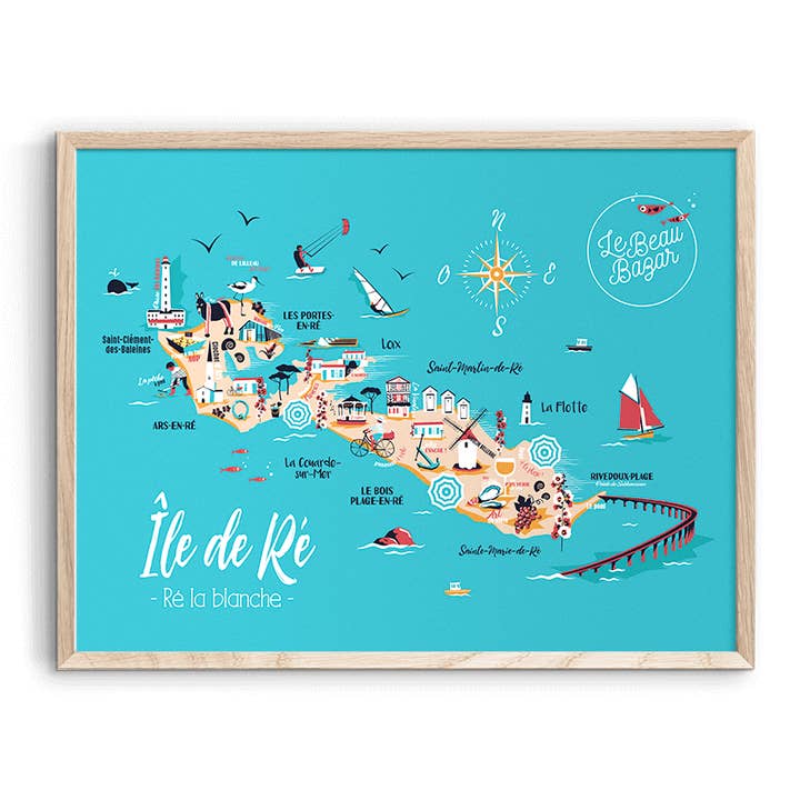 Exibe ILHA DE RÉ mapa da ilha por atacado de Le Beau Bazar