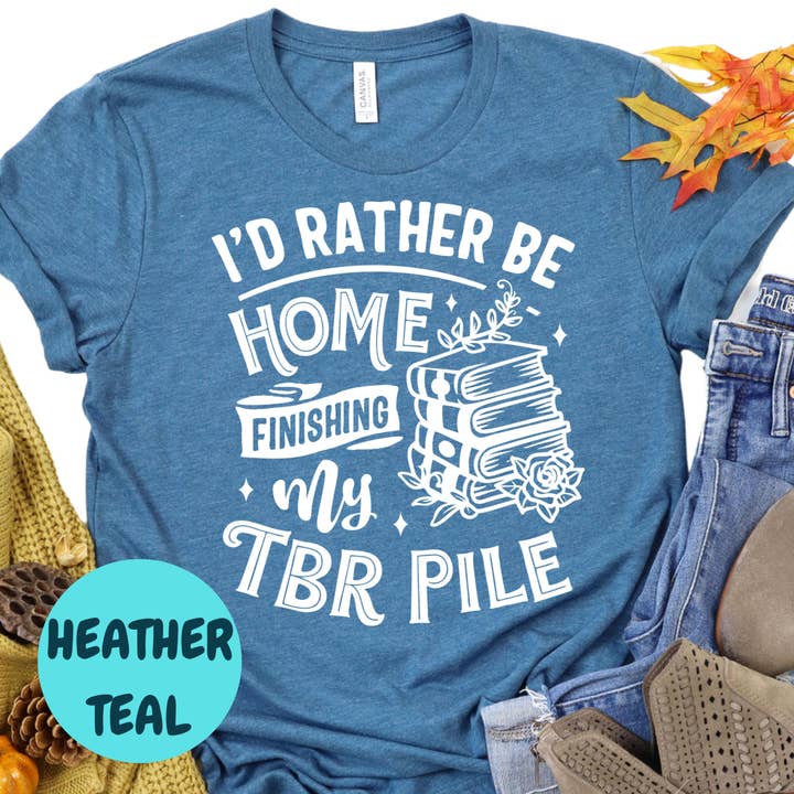 Purely Bookish - Wholesale Screen printed t-shirt – Women′s - TBR Pile Shirt, I'd Rather Be Home Reading Tee, Book Lover T-Shirt, Funny Bookish Graphic Tee, Introvert Bookworm Gift, Reading Shirt4