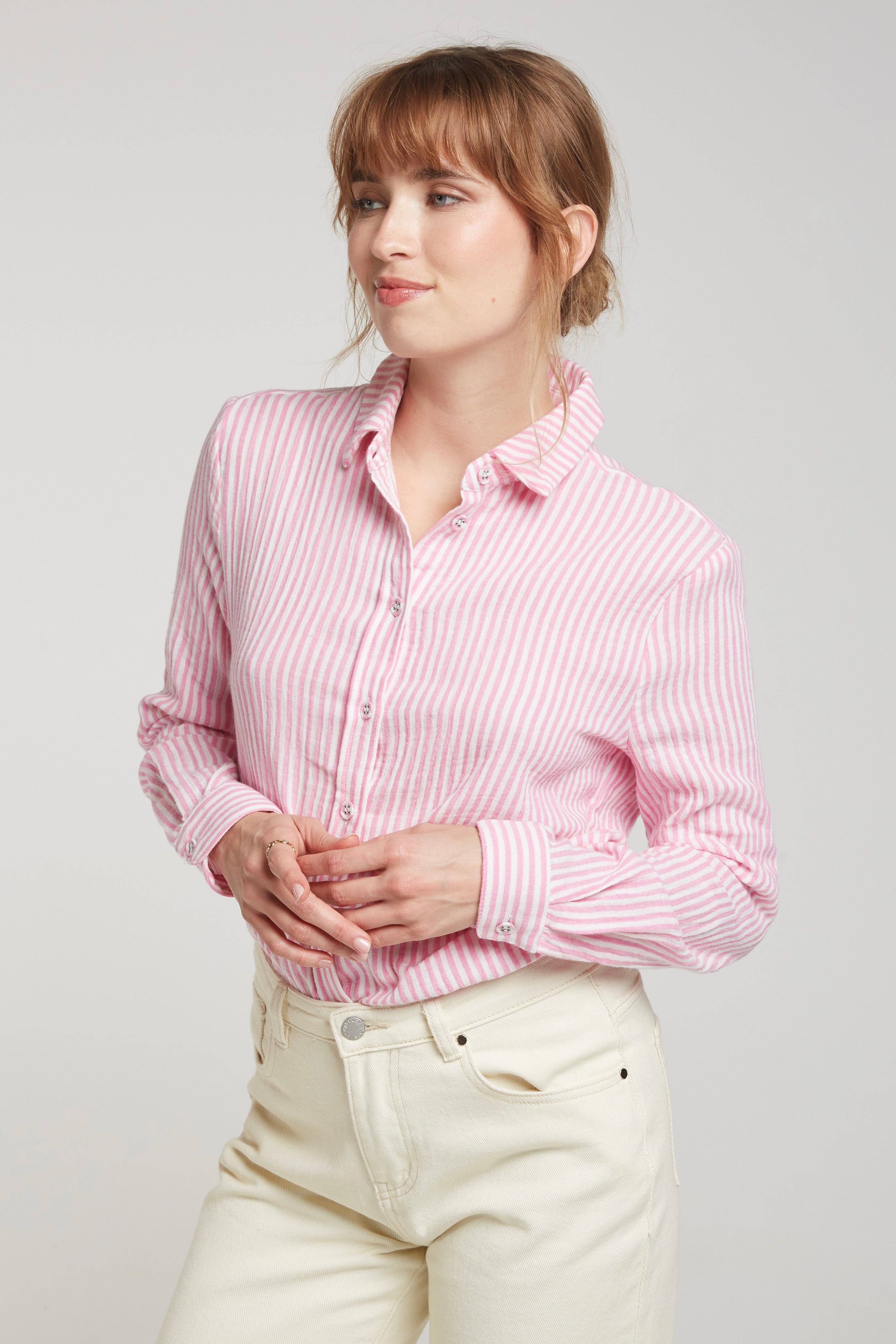 Andy & Lucy – Engroshandel Skjorte - Dame – HEATHER - stribet bomuldsgaze-skjorte5