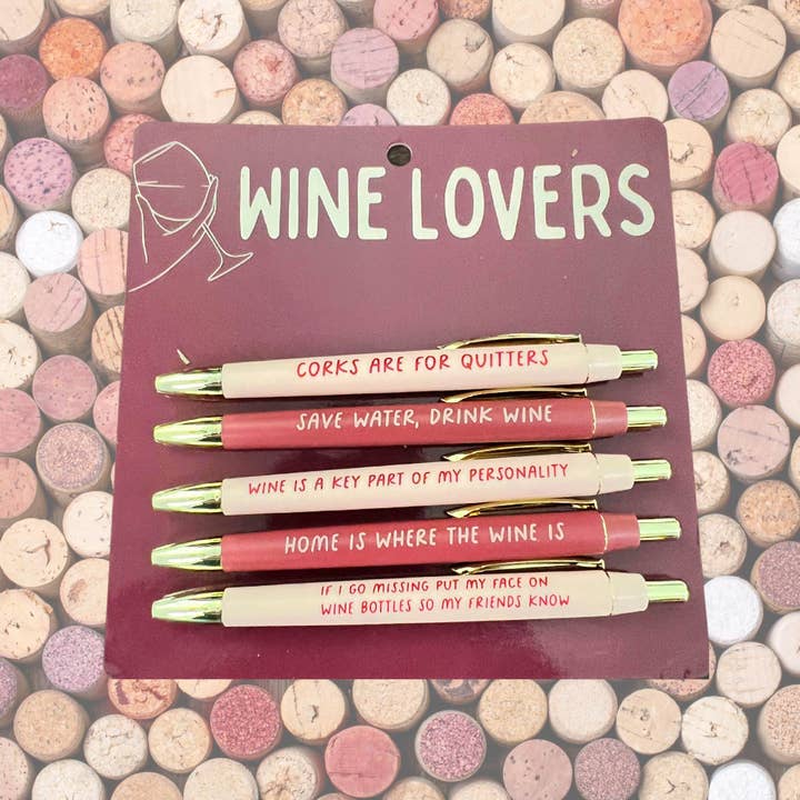 FUN CLUB – Großhandel Stift – Weinliebhaber-Stiftset (lustig, Wein, Weingut, Geschenk, einzigartig, Schreibwaren)