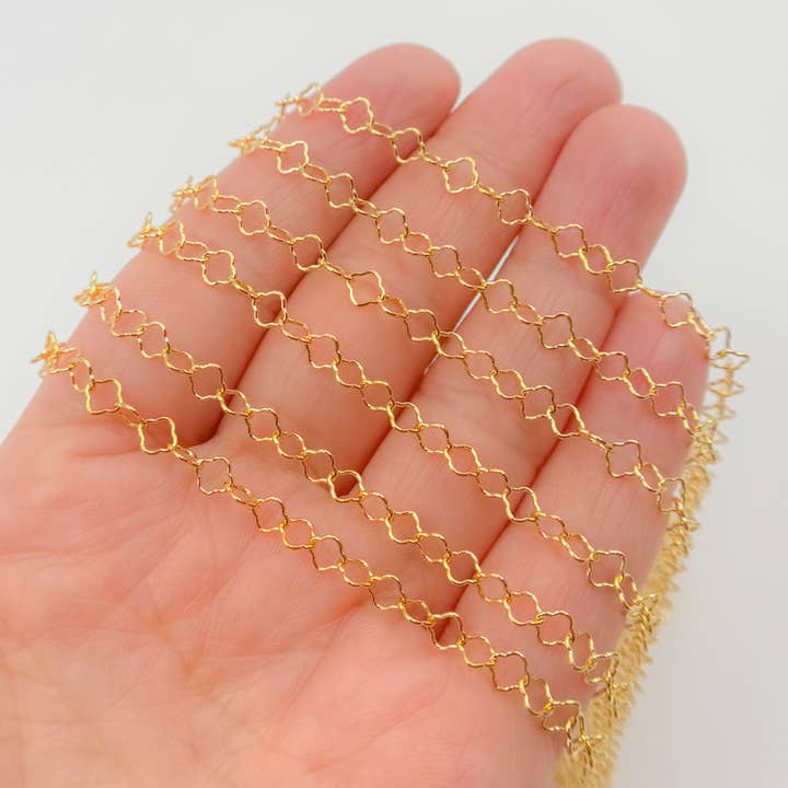 V277GF. 14K Gold Filled Clover Link Chain for wholesale by Jewels & Chains
