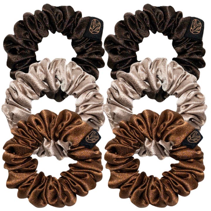 The Nude Edit Mini Silk Scrunchies (6 pc) for wholesale by Curlfriend Collective