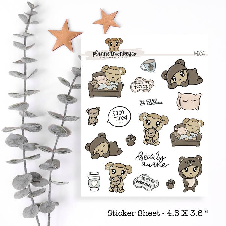 M104 | À peine éveillé Macy Variété Griffonnages pour la vente par Plannermonkeyco