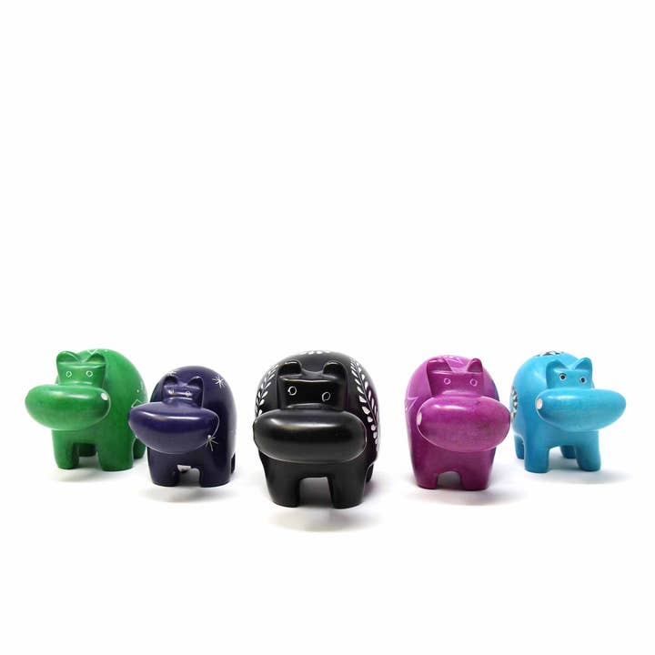 Global Crafts - Wholesale Decorative Figurine - 4" Large Soapstone Hippos